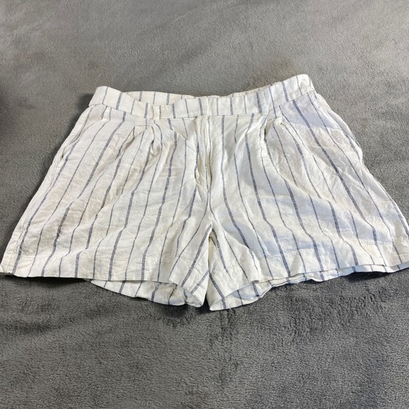 Old Navy Pants - Old Navy Shorts Womens L White Navy Taylor Extra High Rise Linen Blend Striped